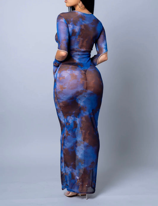 Blue Lagoon Cut-Out Long Dress