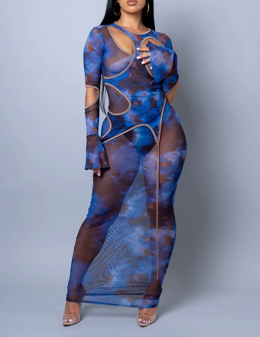 Blue Lagoon Cut-Out Long Dress