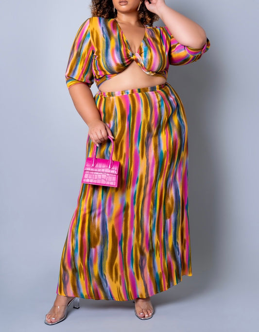 Utterly in Love Printed Maxi Dress Two-Piece Set