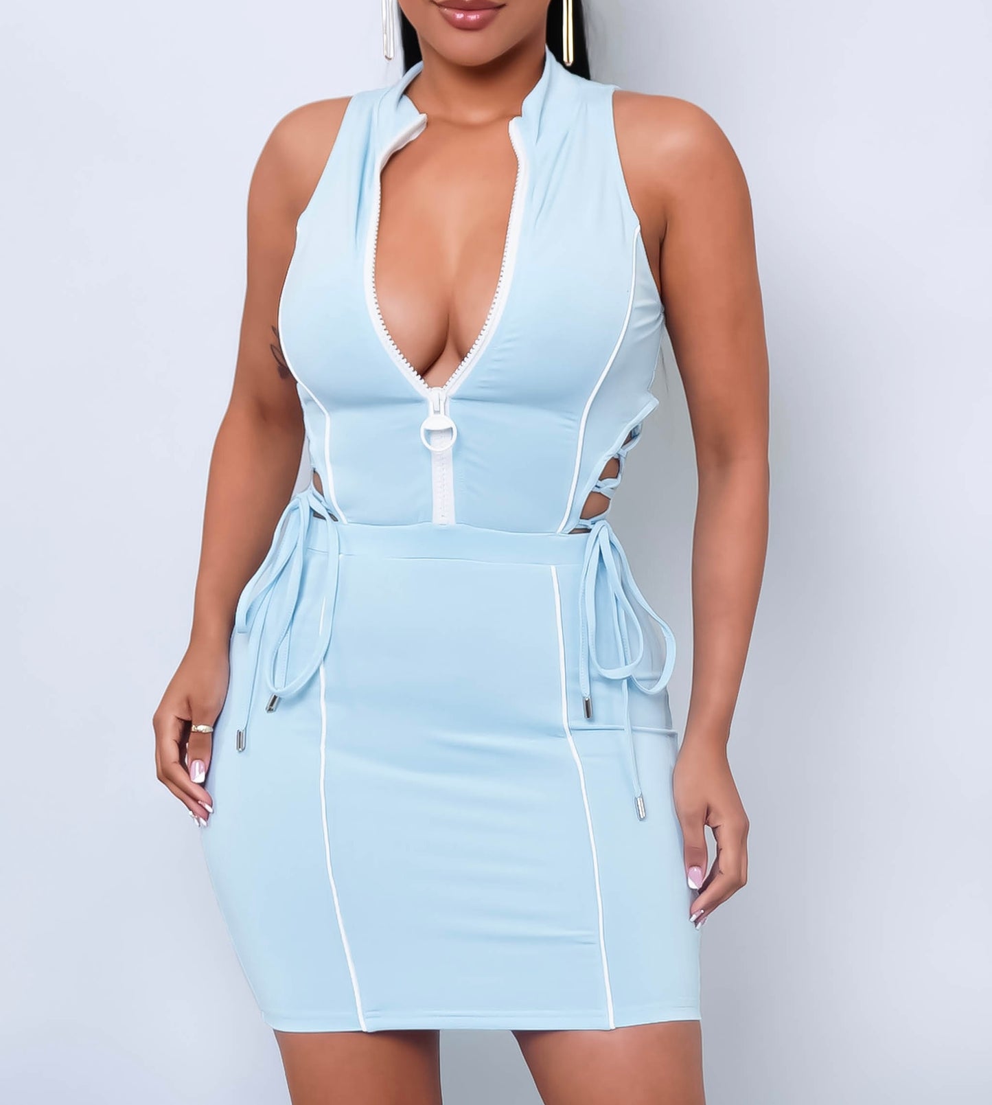 Styler Zip-Front Mini Dress